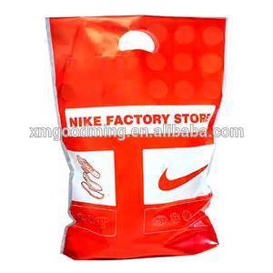 Red color plastic shopping bag Clothes shoes supermarket die cut handle