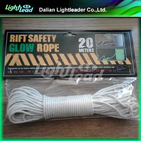 Night glowing safety rope for the camping and climbing