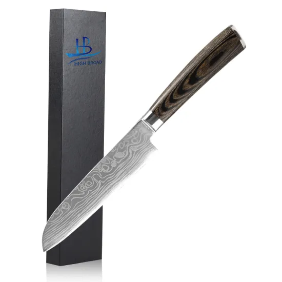 Professional 5-inch Stainless Steel Santoku Knife with Pakkawood Handle: Ultra-Sharp Blade for Top-Quality Cooking Experience