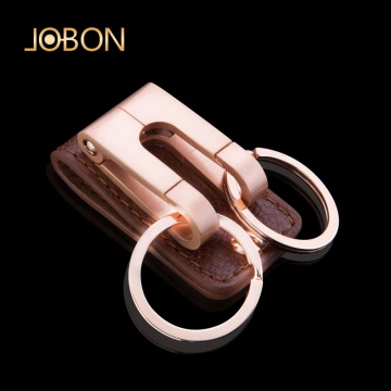 Custom Logo Leather Keychains Made of High Quality Zinc Alloy with Gift Box Packaging