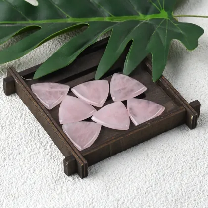 Natural Rose Crystal Quartz triangle Shape Rose Crystal