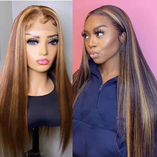 Yeswigs Hd Full 27 Colored Lace Frontal Wig Raw Brazilian Virgin Human Hair Highlights Lace Front Wig Human Hair For Black Women