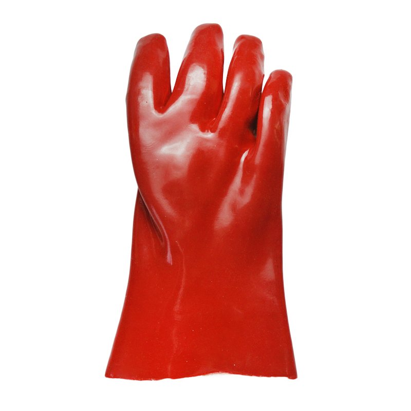 Rote PVC-beschichtete Handschuhe Baumwoll-Linning 27cm