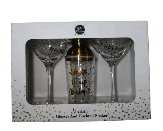 Gold Cocktail Shaker Set with Gold Martini Glasses