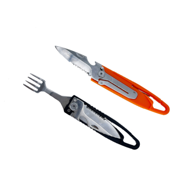 Cuchara de cuchillo de horquilla de múltiples toallas de acero inoxidable con botella/abridor para supervivencia al aire libre y EDC