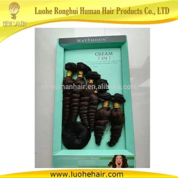 Elegant packing synthetic cream wave 7pcs one pack with closure afro curly hair extension