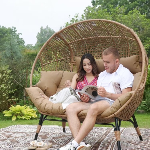 Outdoor Patio Egg Basket Chair with Iron Frame