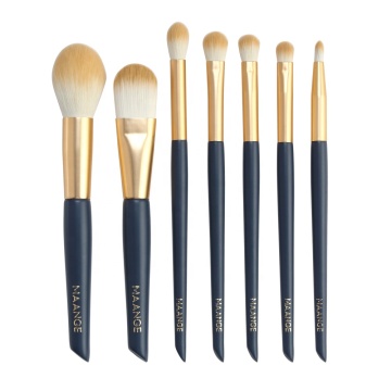 Private Label Blue Green Cosmetic Brush Set - 7pcs Professional Makeup Brushes