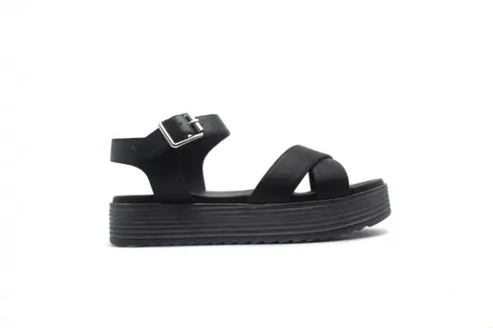 Black Ladies Sandals Flatforms