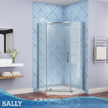 SALLY Neo-Angle Brush Nickle Shower Enclosure Pivoted Door