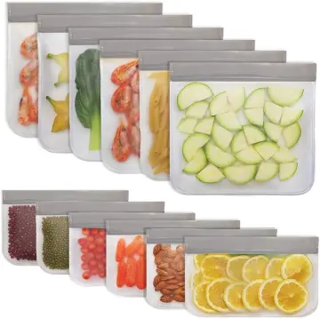 PEVA Reusable Self-Sealing Food Storage Bags for Refrigerator Fresh Keeping