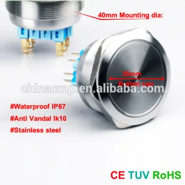 40mm anti vandal stainless steel push button momentary switch , 30mm button cap for Thicker Finger