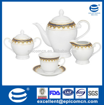 Arabic porcelain tea set with gold decal, 17pcs/15pcs tea sets with gift/color box packing
