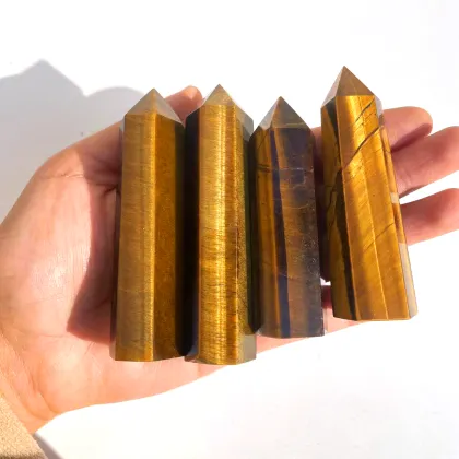 Wholesale Natural Yellow Tiger Eye Stone Wand Points & Tower Pieces