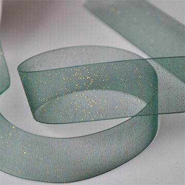 Gold Dust Printed Spruce Organza Ribbon, Made of 100% Polyester Yarn, Used for Garments decoration