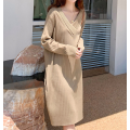 Women's V Neck Wrap Sweater Dress