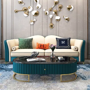 Factory Custom Wholesale Stylish Round Tufted Leather Coffee Table