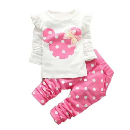 2021 New Kids Clothes Girl Baby Long Sleeve Cotton Minnie Casual Suits Baby Clothing Children Sets and Suits