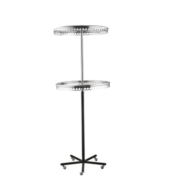 Verstelbare hoogte metalen chroom displayrek met casters voor riemen
