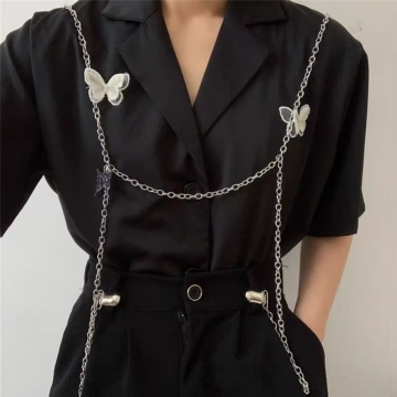 Functional Wind Butterfly Strap Chain Children's Decoration JK Hip Hop Street Men's Shirt Metal Accessories Ins Trendy