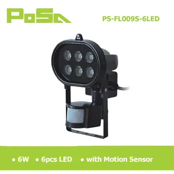 6w motion sensor led flood lighting, led lawn light (PS-FL009S-6LED)