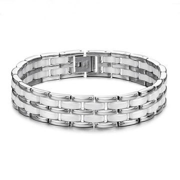 Steel Bracelet, Made of 316L Stainless Steel and Plate, with Yellow Gold