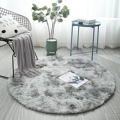 Tie Dye Round Shape Custom Fluffy Area Rugs for Living Room