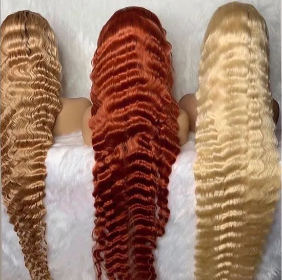 Brazilian raw unprocessed virgin Sunlight 613 Pre Plucked Hair Line with Baby Hair 13 * 4 red deep wave hair wig
