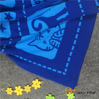 Children Double Jacquard Cartoon Pattern Knitted Blanket