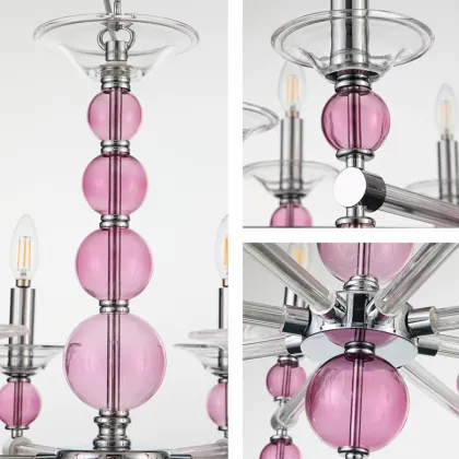Modern Chihuly-Style Pink Murano Glass Chandelier