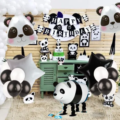 Walking Mylar Panda Balloon Panda Headband Foil Balloons for Panda Bear Birthday Party Decorations
