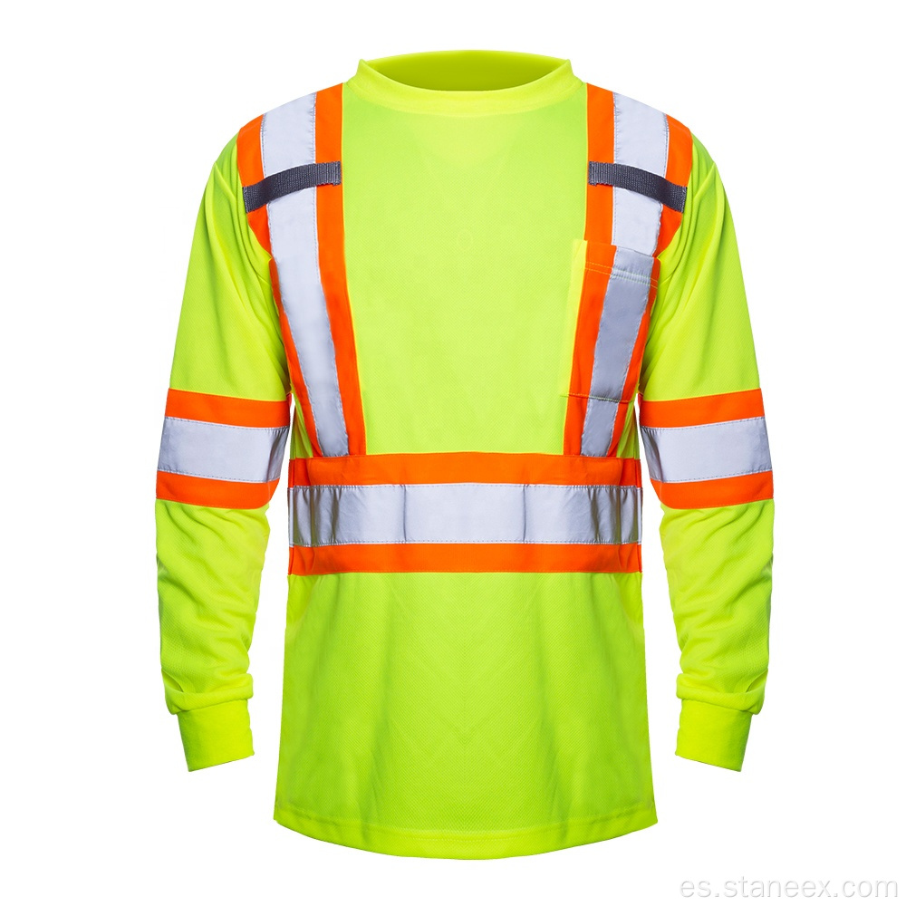 Camisa de alta visibilidad de seguridad reflectante camisas de trabajo amarillo