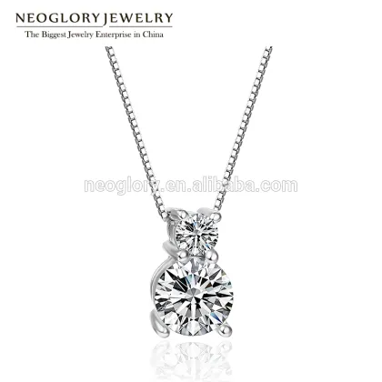 2017 New Design Rhodium Plating Sterling Silver Pendant Necklace Made With Swarovski Elements