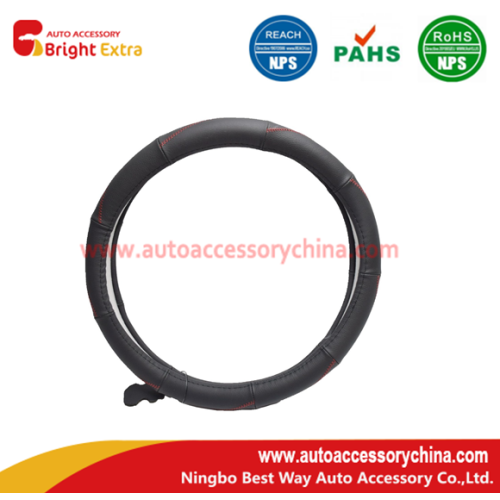 Black Leather Steering Wheel Cover