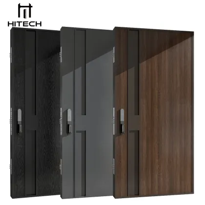 Hitech Wooden Villa Front Door with Steel Strips