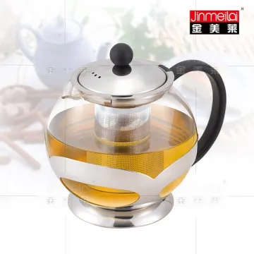 glass teapot with infuser,glass and stainless steel teapot,stainless steel glass kettle