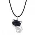 Black onyx Luck Fox Collier pour femmes hommes guérison énergie cristal amulet animal pendant bijoux de pierres précieuses