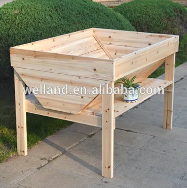 Cedar Wood Garden Greens Plant Tables