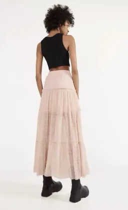 Loose Waist Summer Pleated Tennis Long Skirt