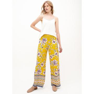 Women's Casual Pants with Yellow Print