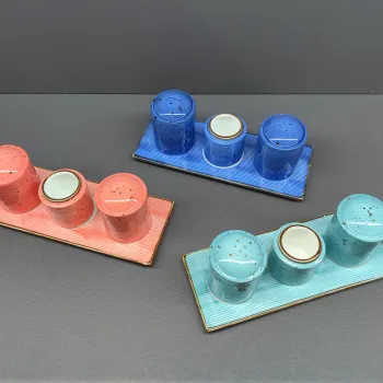 Vintage Farmhouse Porcelain Salt & Pepper Shakers Set with Toothpick Holder