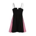 Ladies Dress  V-neckline and a High Silt Pink Dress Supplier