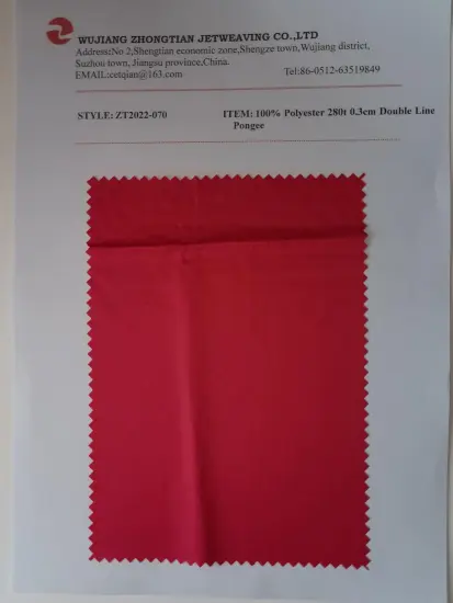 100% Polyester 280t 0.3cm Double Line Pongee