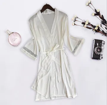 Women's Sexy Silk-Look Nightgown Set with Chest Cushion and Suspender