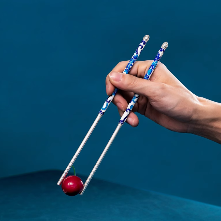 exquisite Jingtai Blue Enamel Anti-Skid Chopsticks