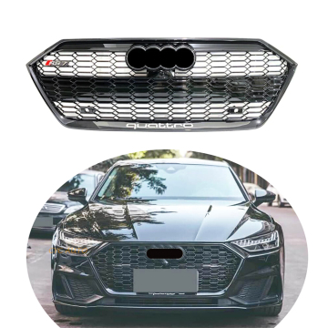 Honeycomb Mesh Kühlergrill RS7 Style Front Stoßfänger Kühlergrill mit Kameraloch für Audi A7 C8 4K/S7 Sportback 2019-2022