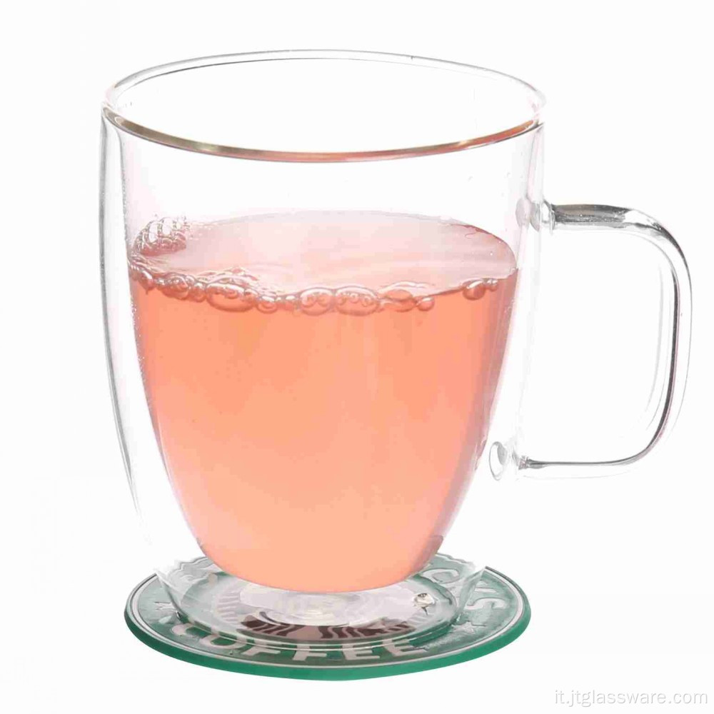 Tazza in vetro borosilicato con supporto