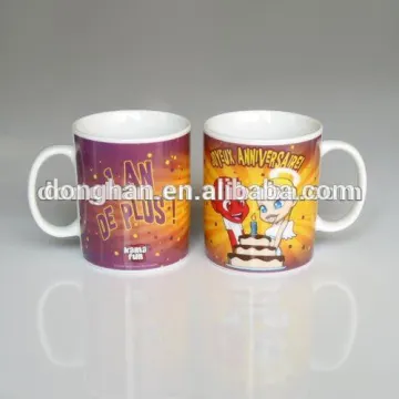 plain white ceramic mug with full decal