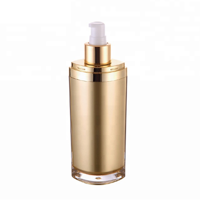 Botella de bomba de loción de oro de embalaje cosmético acrílico