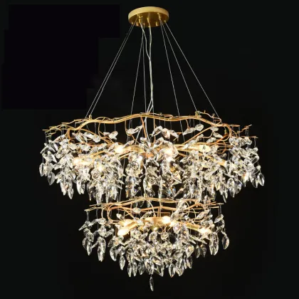 Modern Luxury Gold Crystal Chandelier with Murano Glass and K9 Crystals